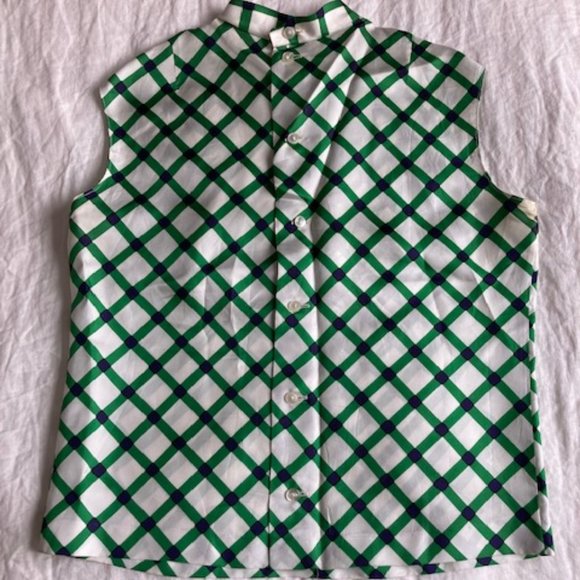 Vintage Plaid Blouse With Tie Top - Size 40 - Picture 2 of 3